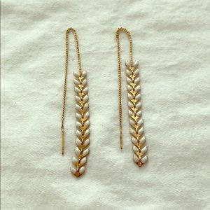 White and Gold Petal String Through Earrings